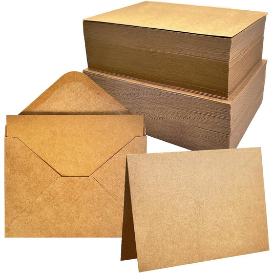 100 Pack Blank Cards with Envelopes 5x7 Inch Bulk Kraft Paper Greeting Cards for DIY Card Making Wedding Birthday Any Occasion