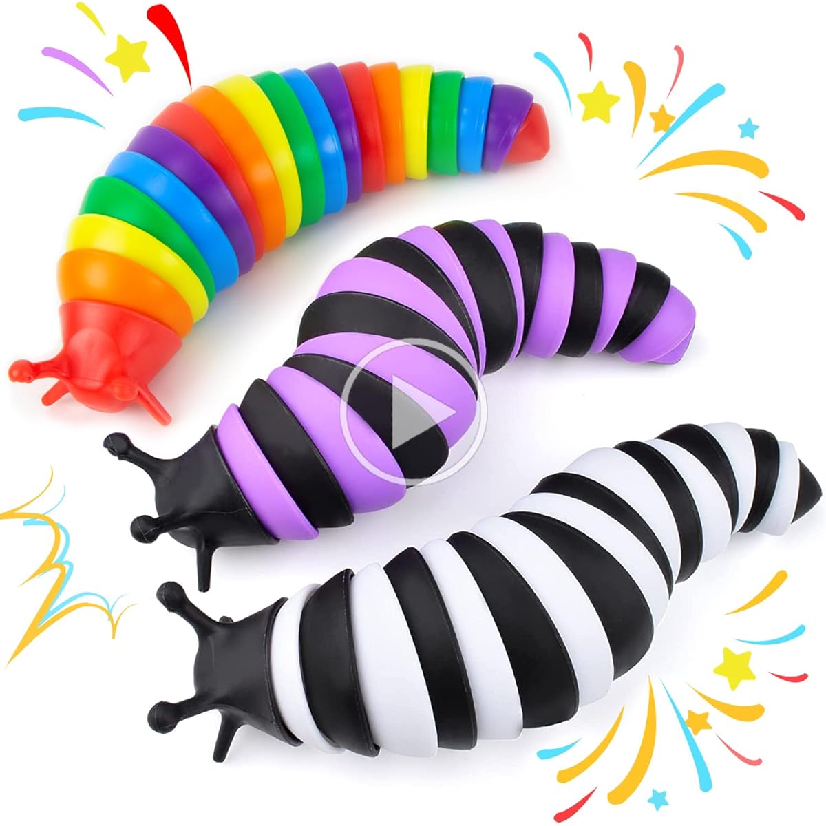 IFiwin Fidget Slug Sensory Slug Toy for Autistic Kids and Adults, 7.5 Inch Articulated Sticky Stretch Slug Sensory Fidget Toys Anxiety Relief Slug Pillar Birthday Gift Relax