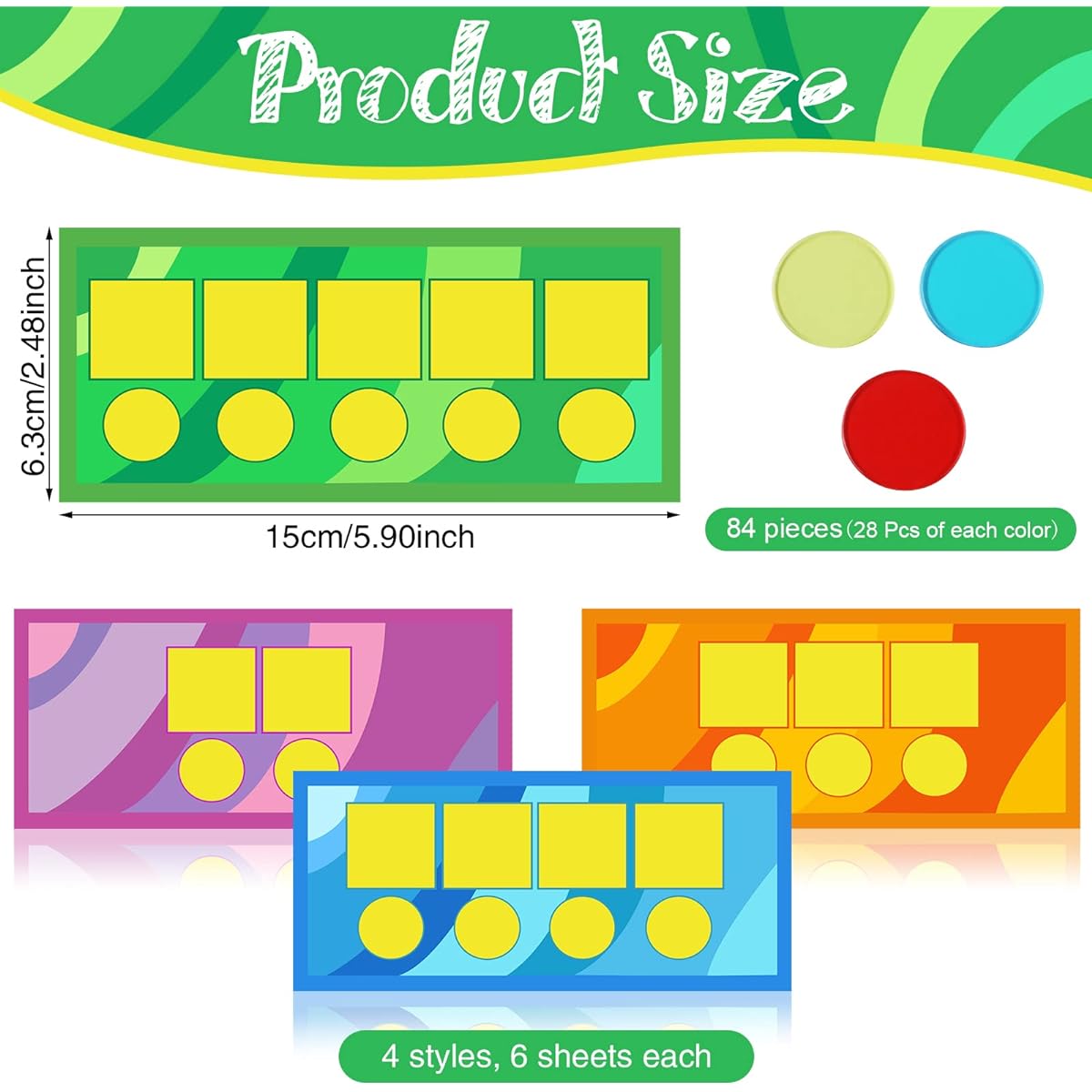 Sound Box Mat and Chips 24 Piece Dry Erase Mat and 84 Piece Chips Acoustic Recognition Phonics Game Reading Game EZread Sound Box Mat and Chips (Vivid Style, PVC)