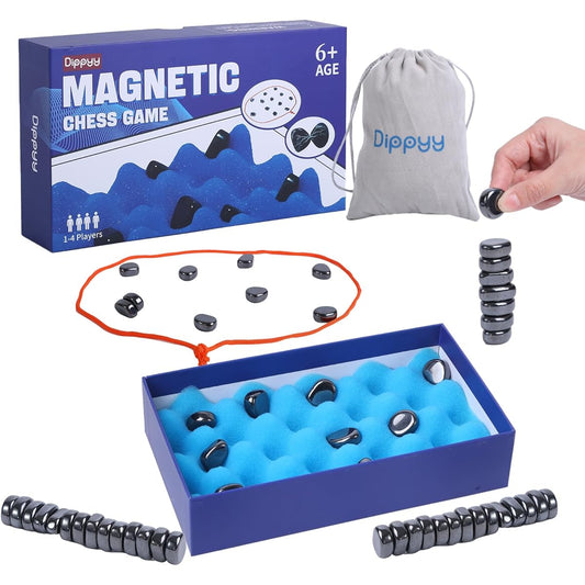 Magnetic Chess Game Multiplayer Magnetic Game with String or Sponge Magnet Chess for Kids and Adults Magnetic Chess Game with String and Stones