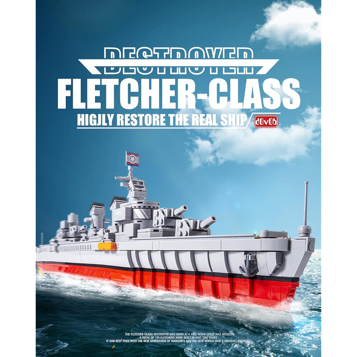 dOvOb Military Fletcher Class Destroyer Model Building Blocks Kit 1338 Pieces Bricks STEM Toy Kit or for Adults