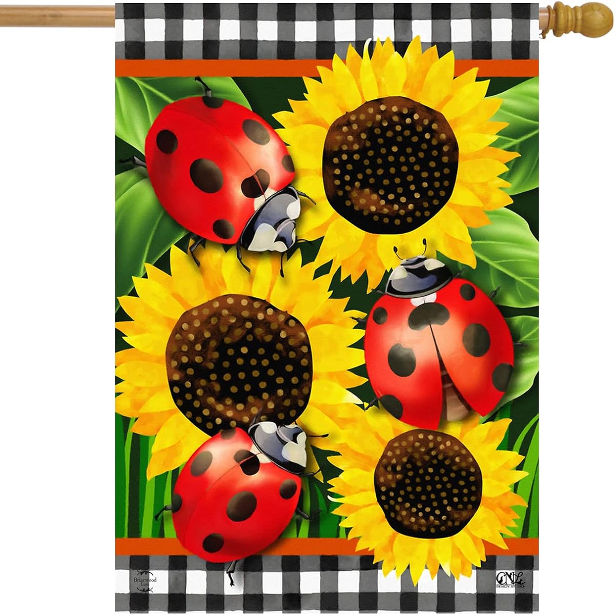 Ladybug and Sunflower Summerhouse Flag Floral Everyday 28" x 40" Briarwood Lane