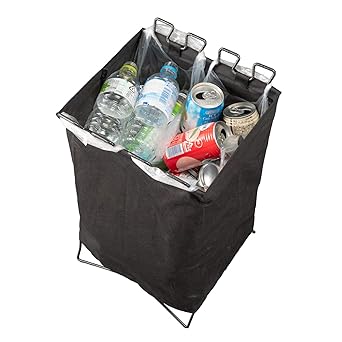 BUNDOK Garbage Stand BD-903 with Blindfold Cover, Lightweight, Folding Garbage Bag Holder, Sorting