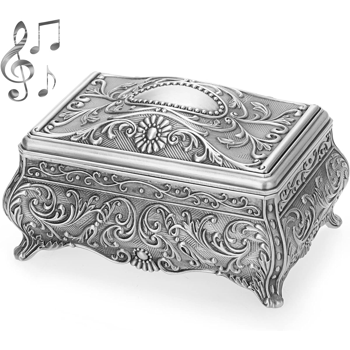 ELLDOO Vintage Metal Music Box Wind Up Musical Jewelry Box Keepsake Box Small Trinket Box Jewelry Storage Box Gifts for Girls/Women (Tune:You are My Sunshine)