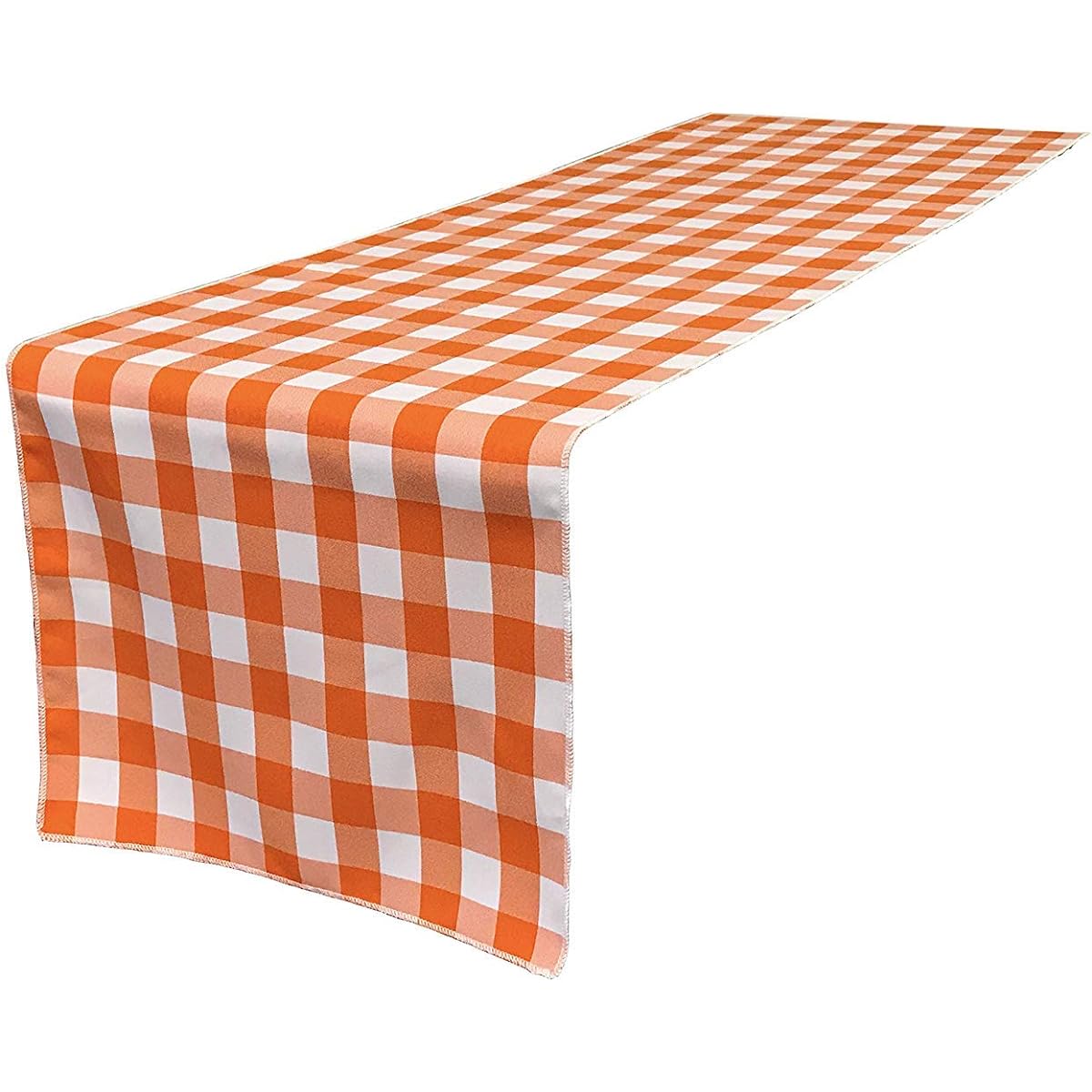 Broward Linens Table Runner Polyester Check 14X72 Inch Orange.