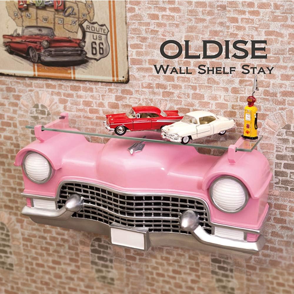 Akizuki Boeki Wall Mounted Object Car Stylish Retro OLDIES CAR HEAD SHELF 'Presly' PINK GK065