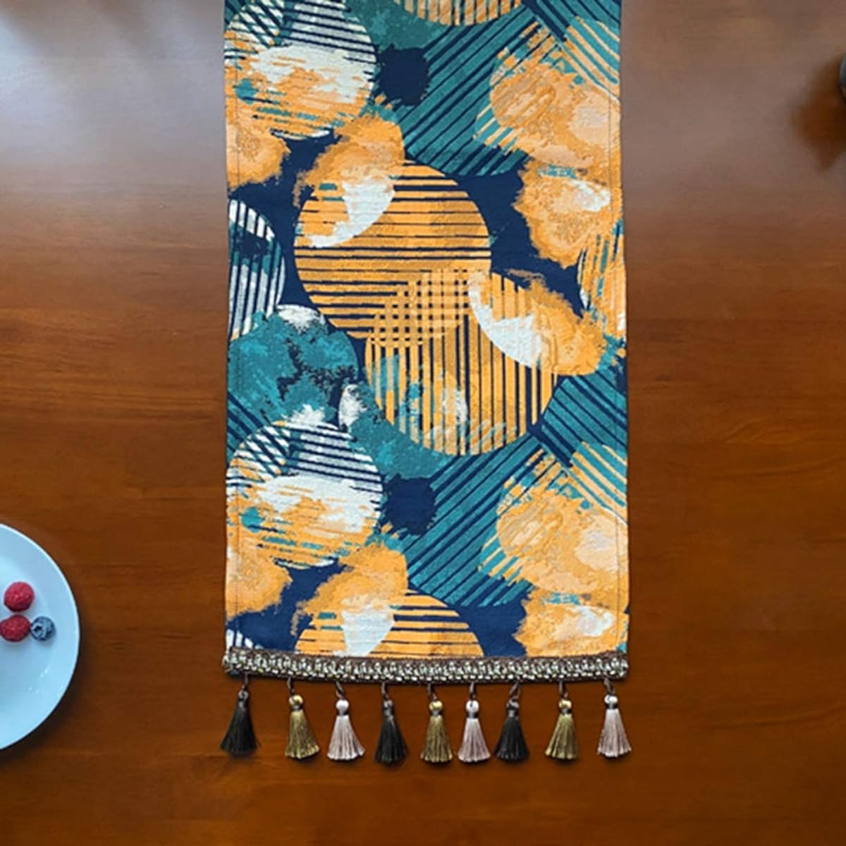 ic table runner, yellow, table flag, dining table runner, cloth, fabric table flag, thick dining table decoration, hospitality, heat insulation, easy to clean, non-slip, for home and restaurant, elegant party, home decoration, interior, 33*300cm, stylish