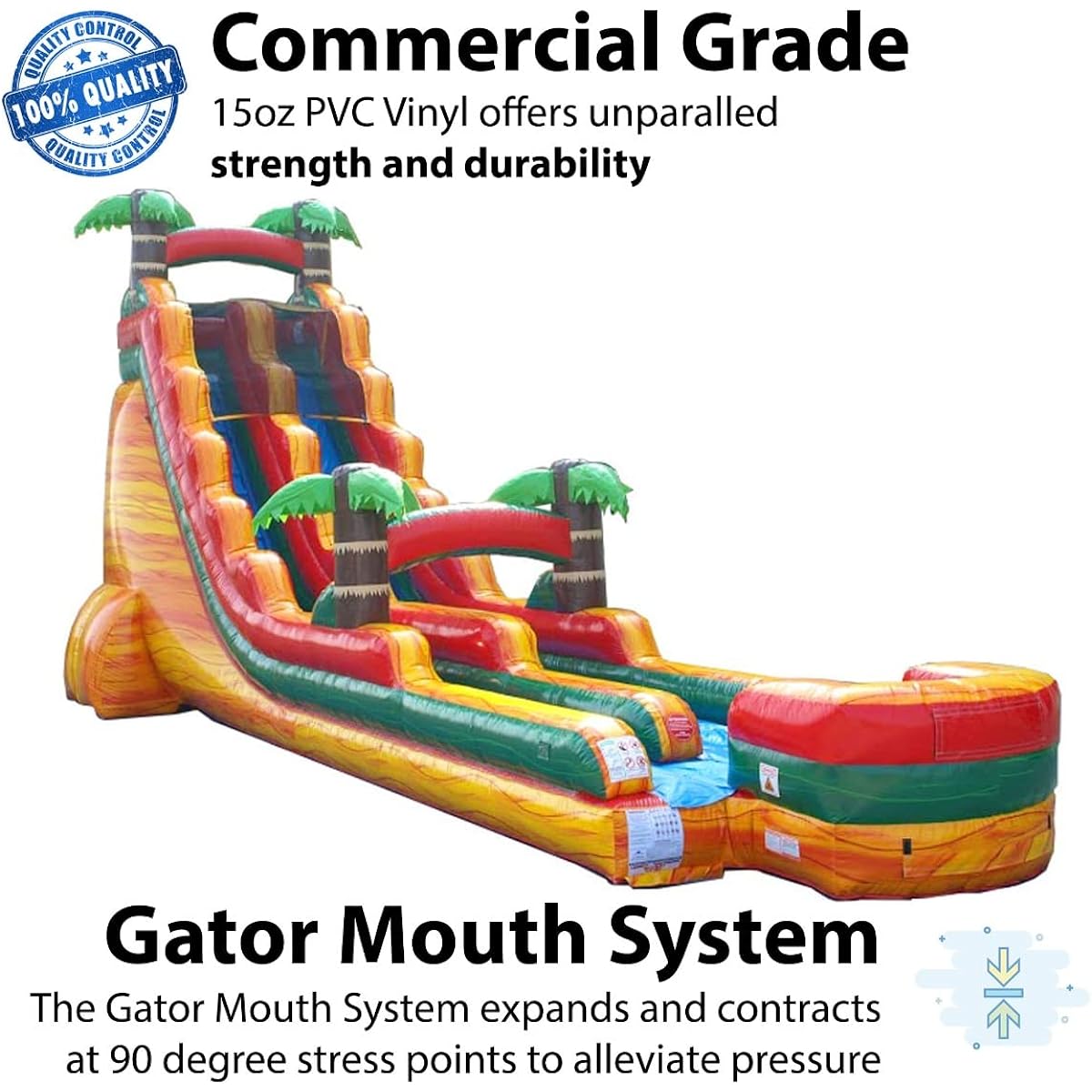 TentandTable Fire Marble Single Lane Wet or Dry Slide 45'L x 15'W x 22'H Commercial Grade Inflatable with Blower and Stakes