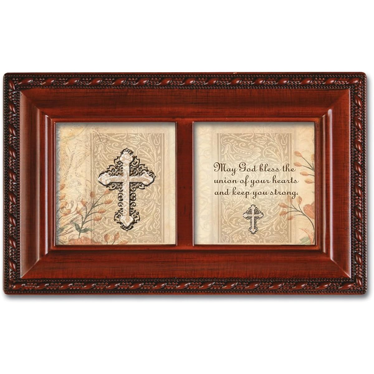 Cottage Garden Marriage Wood Grain Petite Music Box/Jewelry Box Plays Ave Maria