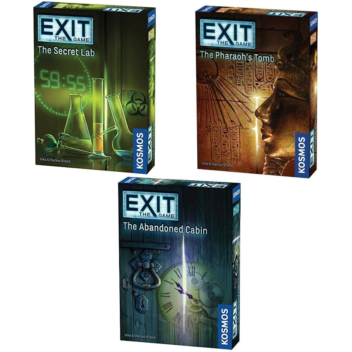 Thames & Kosmos Exit the Game Bundle of 3: The Secret Lab, The Abandoned Cabin, and The Pharaoh's Tomb