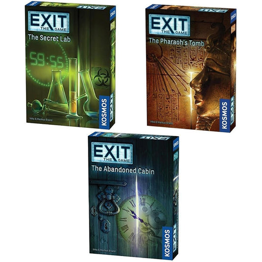 Thames & Kosmos Exit the Game Bundle of 3: The Secret Lab, The Abandoned Cabin, and The Pharaoh's Tomb