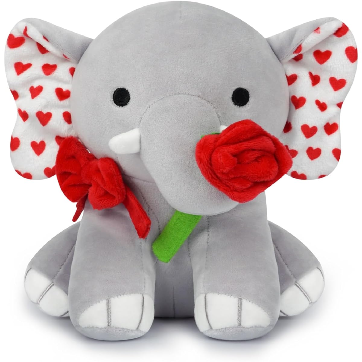 GEWUJATOP Elephant Stuffed Animal with Roses 8 Inch Elephant Plush Toy Kawaii Elephant Stuffed Animal Cute Elephant Plush Toy for Birthday Christmas Valentine's Day