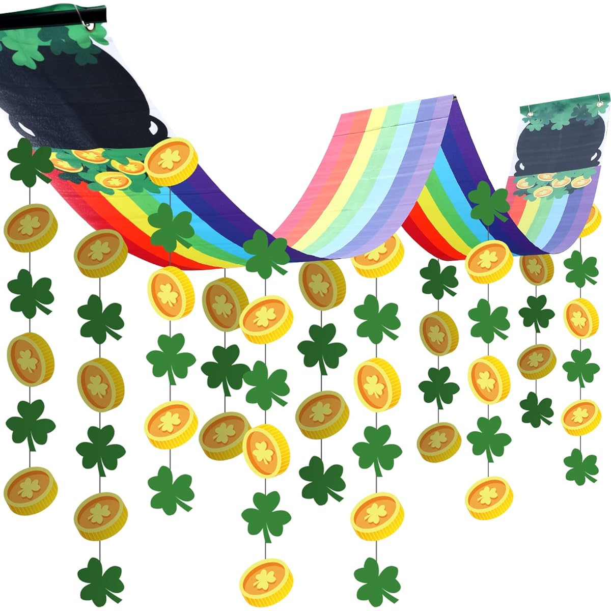 St. Patrick's Day Rainbow Ceiling Decor Pot Gold St. Patrick's Day Decoration Shamrock Clover Garland Banner Rainbow Decoration St. Patrick's Day Irish Party Supplies