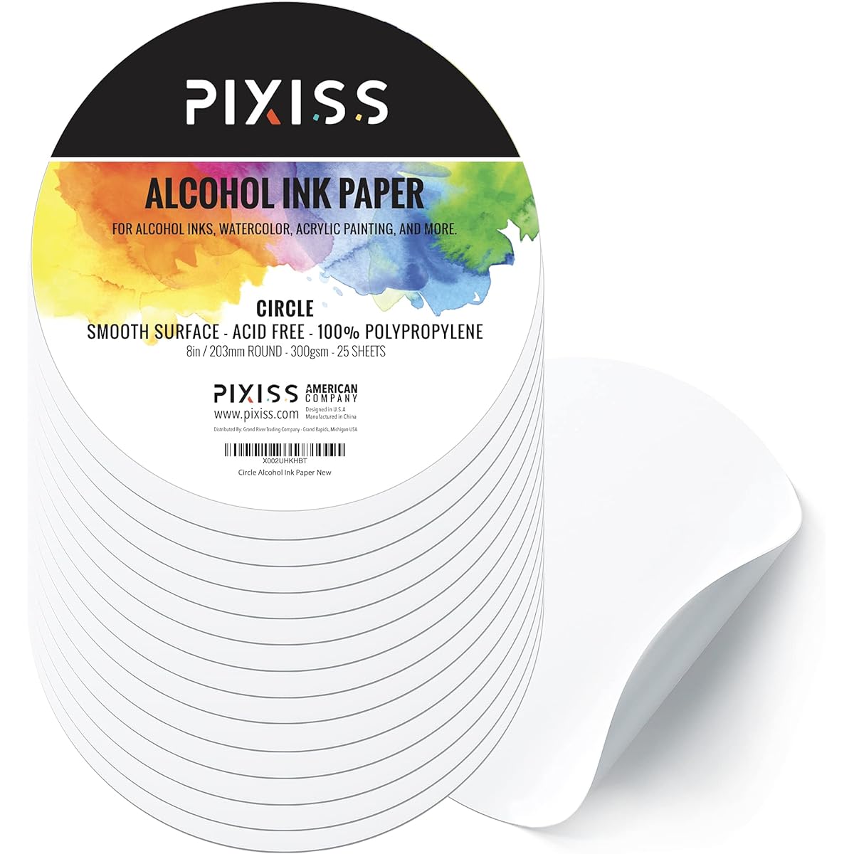 Alcohol Ink Paper for Alcohol Ink Art Painting - 25 Sheets Heavy Circle Round Art Paper Alcohol Ink & Watercolor Paper Synthetic Paper 8"(203mm) 300gsm Cardstock
