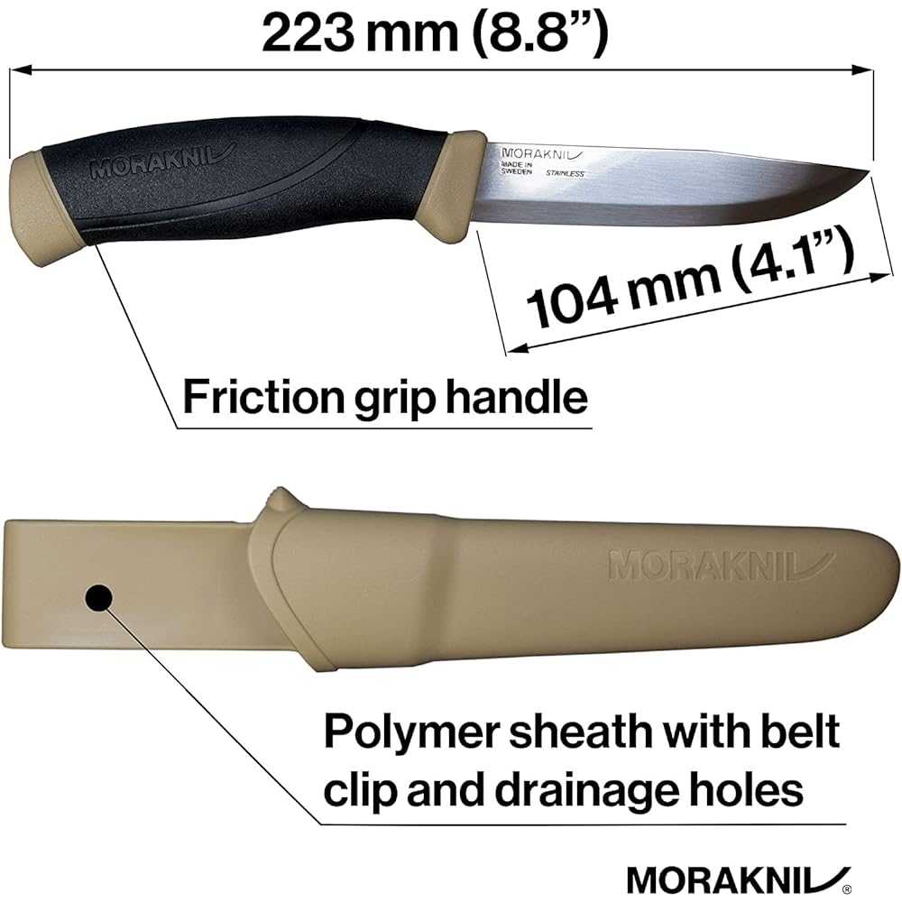 Morakniv Companion Stainless Steel Blade Thickness 2.5mm Camping Knife Outdoor Knife (Dessert)