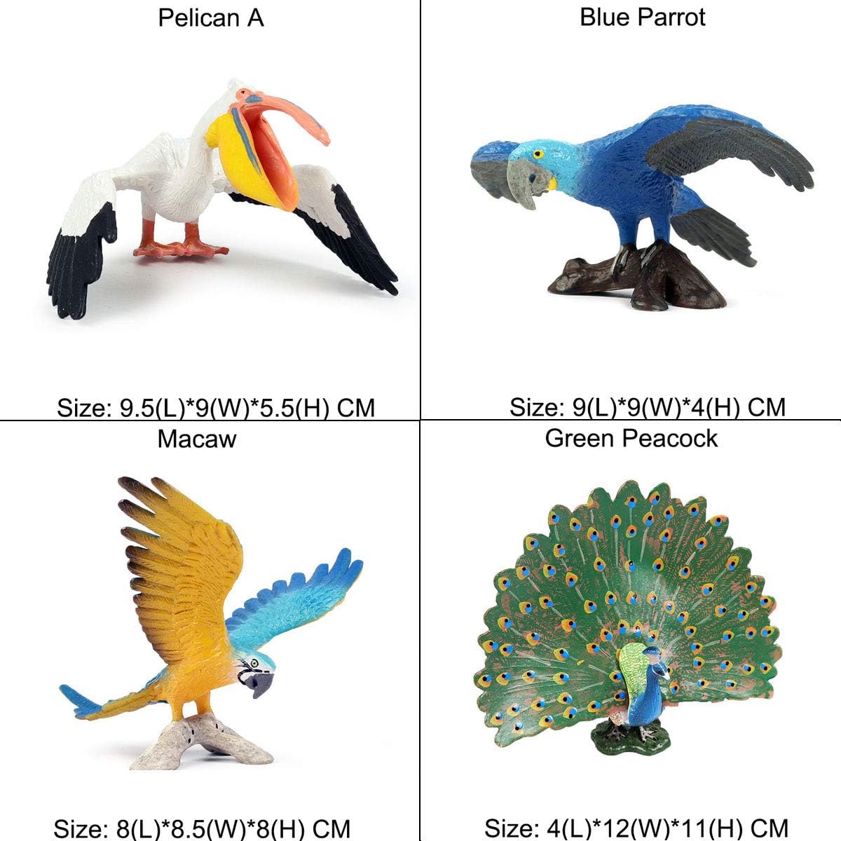 JOKFEICE Animal Figures 23 Pieces Realistic Plastic Bird Toy Set with Peacock Macaw Parrot Pelican Crane and More Science Project Learning Education Toys Birthday Gifts for Kids Toddlers