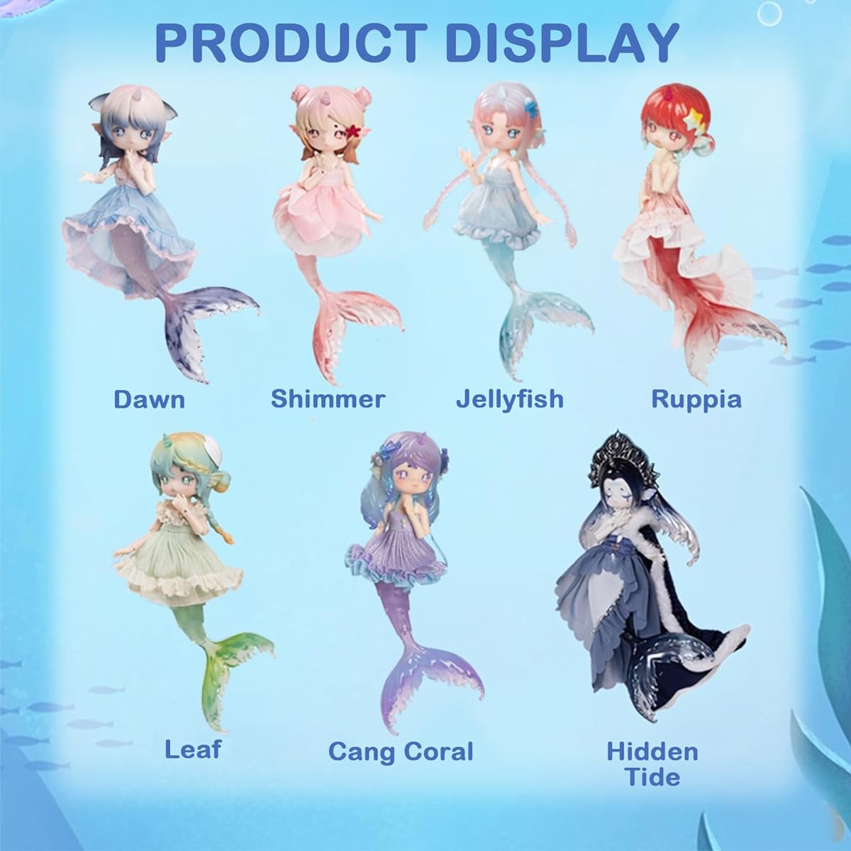 BEEMAI Antu Tidal Secret Language Mermaid Series Set of 6 (Set of 6 No Repeats) 1/12 BJD Doll Cute Figure Collectible Birthday Gift