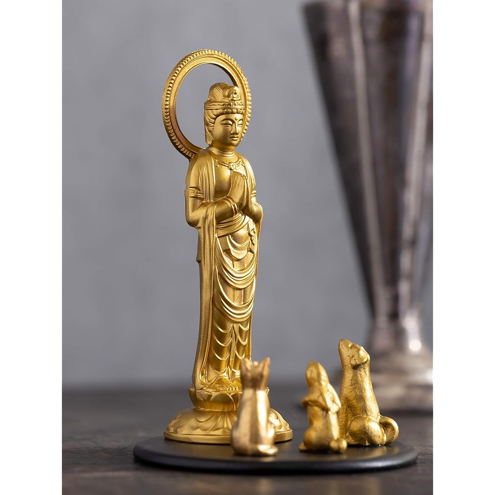 Buddha Statue Pet Kannon Bodhisattva 7.7cm (Gold) _"Animal Protection/Pet Memorial Service" Takaoka Copperware (P Kannon/S)