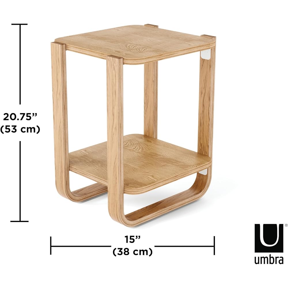 umbra side table wooden 2 tier natural width 42x depth 38x height 53cm BELLWOOD 21017426390