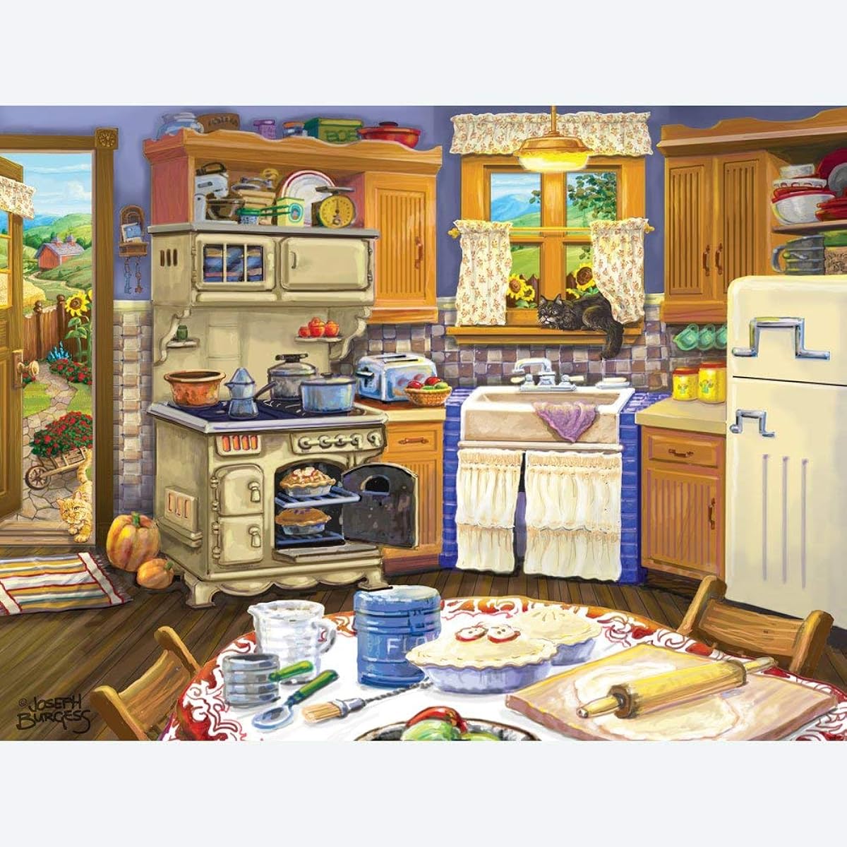 Bits and Pieces - 300 Piece Jigsaw Puzzle for Adults 18" x 24" - Country Kitchen - 300 Piece Americana Jigsaw Artist: Suzanne Cruise