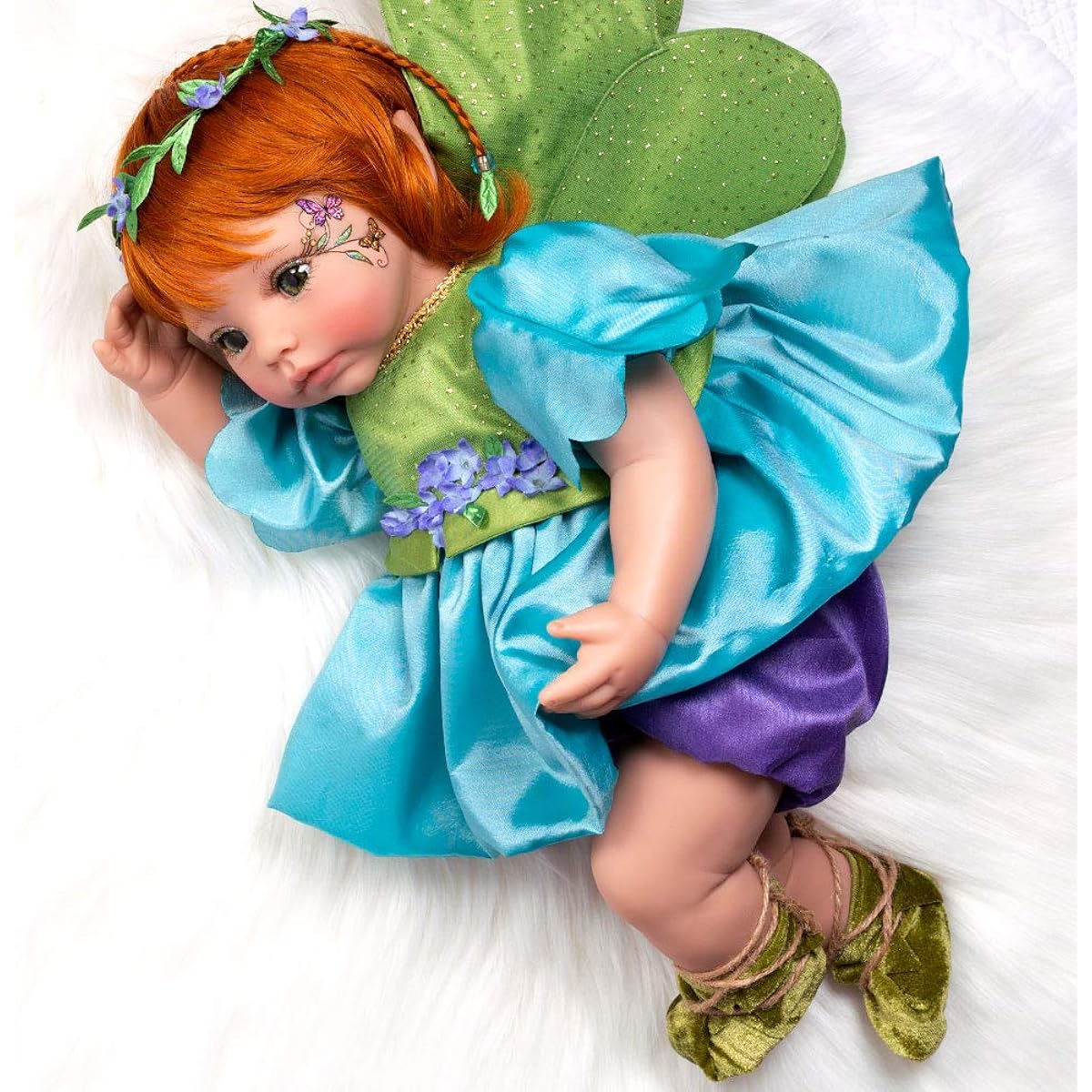 Paradise Galleries Reborn Fairy Doll - Pixie, 19 Inch Real Looking with Auburn/Red Hair, Gentletouch Vinyl & Weighted Cloth Body, 5-Piece Gift Set