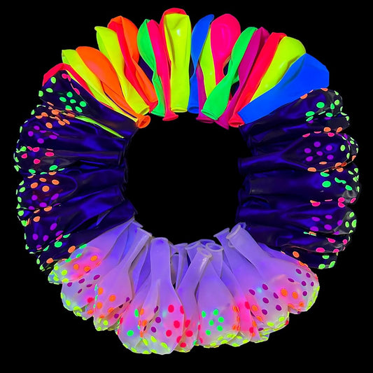 75pcs Neon Balloons 12 Inch UV Polka Dot Black Light Balloons Glow in the Dark Luminous Latex Balloons for Birthday Wedding Glow Neon Party Decoration Supplies