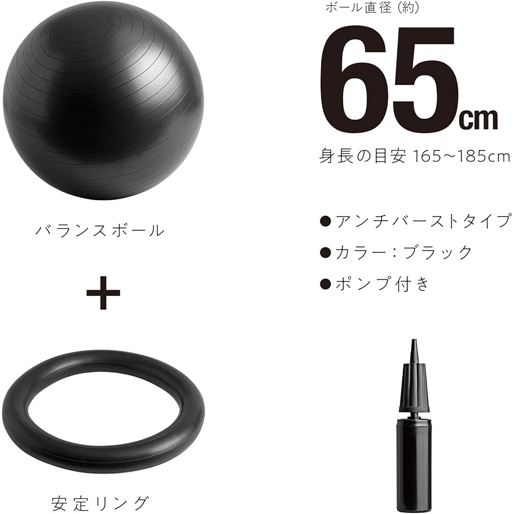 Sakurai Boeki SAKURAI Erugam Balance Ball Good for Waist 65cm Stability Ring with Pump #54146