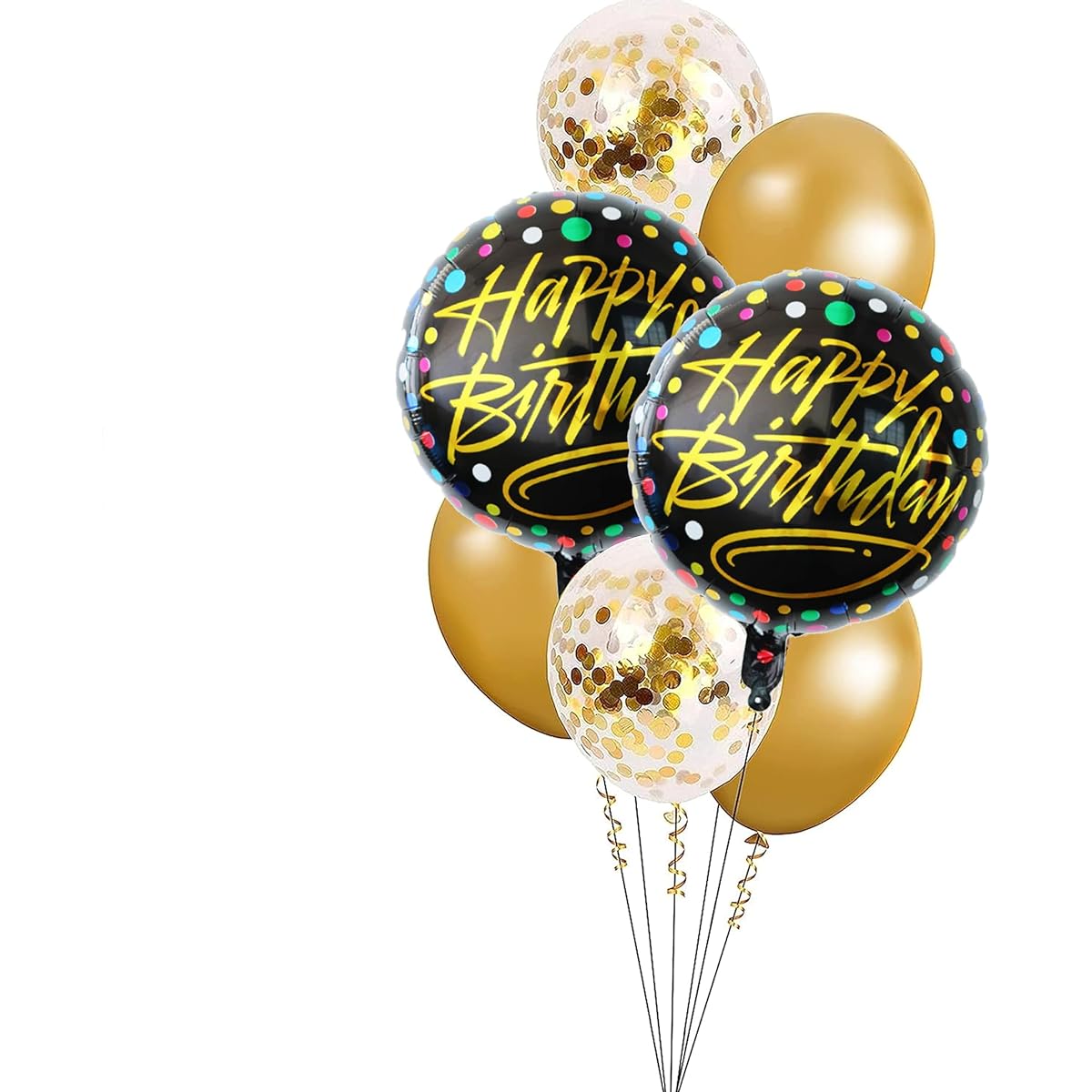 GRAND SHOP Happy Birthday Balloon Bouquet 7 pieces (Multicolor) (Rubber)