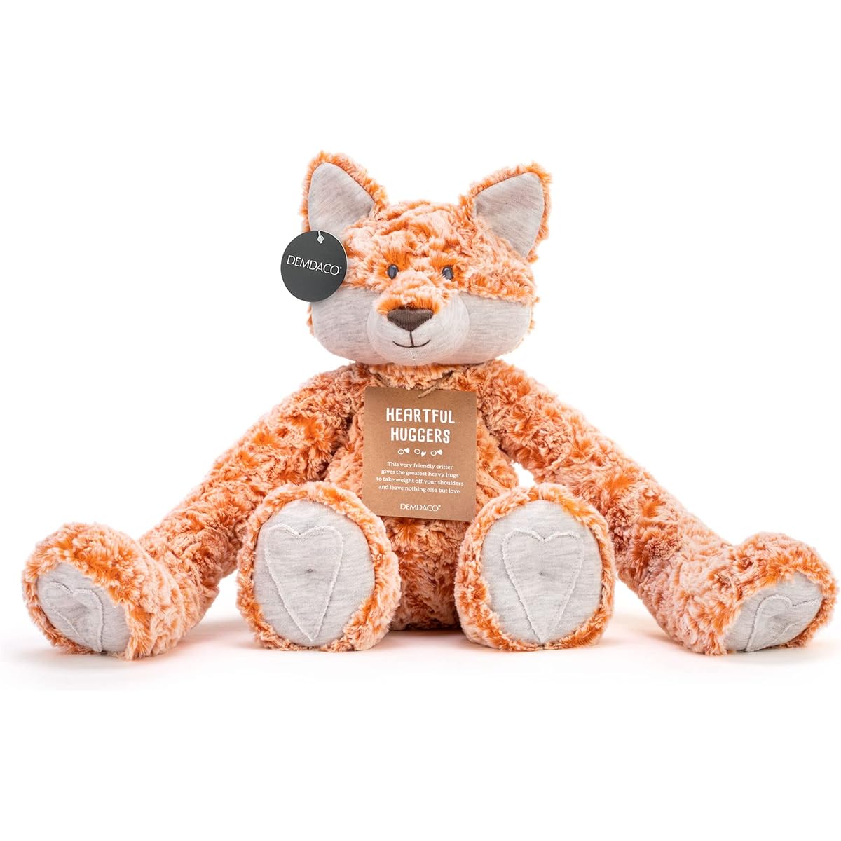 DEMDACO Heartful Hugs Fox Orange 17.5" Weighted Plush Toy for Kids