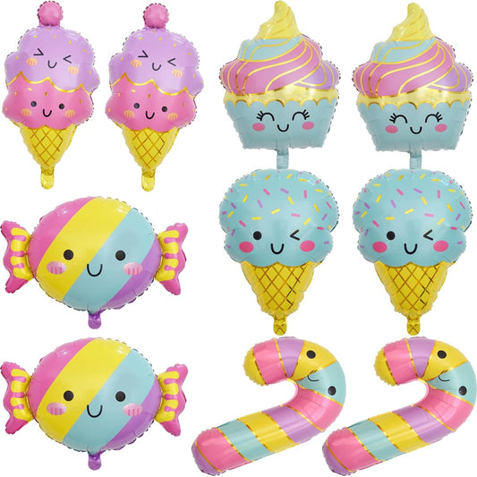 10pcs Ice Cream Balloon Set Large Candy Ice Cream Party Decorations Foil Mylar Balloons Ice Cream Summer Hawaii Birthday Baby Shower Party Decoration Supplies