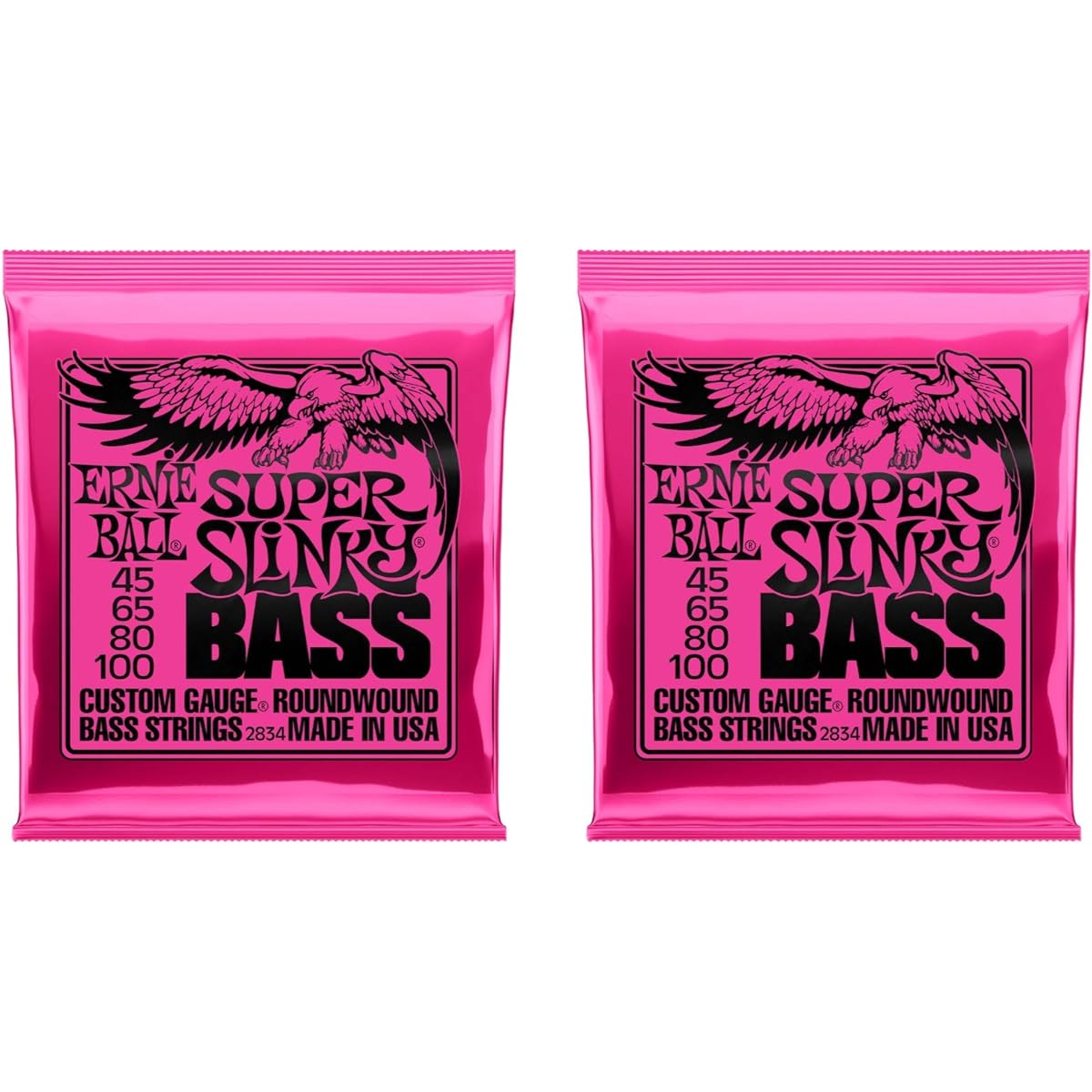 Ernie Ball P02834 ^2 Super Slinky Bass Strings 45-100 2 Pack