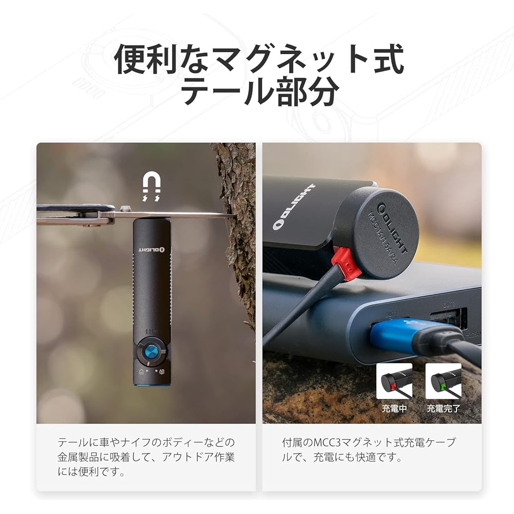 OLIGHT Arkfeld U EDC Flashlight 1000 Lumens Flashlight Dual Light Source Magnetic Charging Power Indication IPX7 Waterproof Lightweight Compact Dirt Prevention Disaster Prevention Work Outdoor Emergency Use