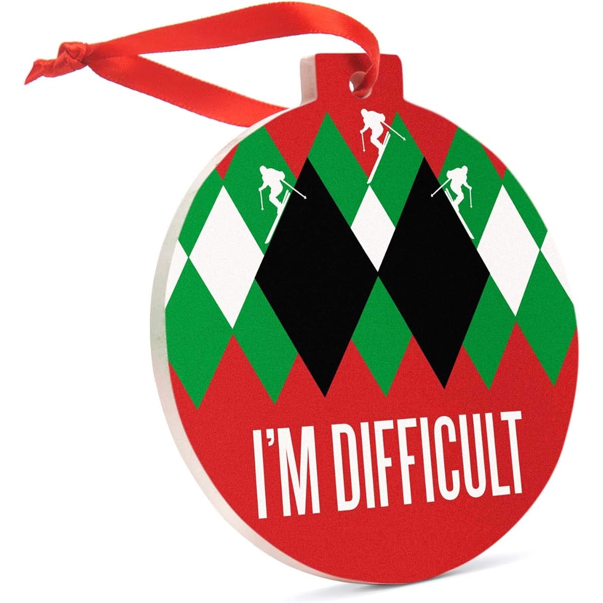Skiing Ceramic Ornament I'm Difficult Christmas Ornament