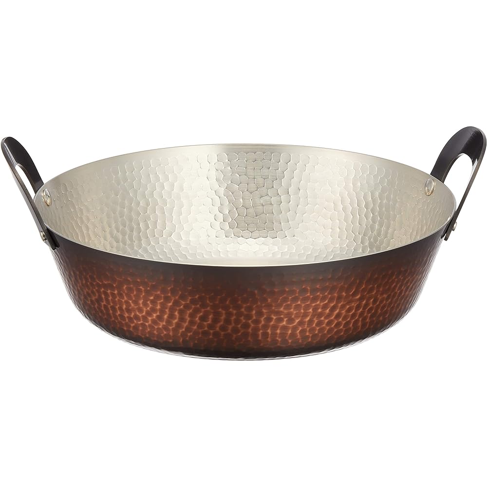 Shinko Metal Tempura Pot, Copper 21cm, IH Compatible, Mini Tabletop Tempura Pot FS-104IH