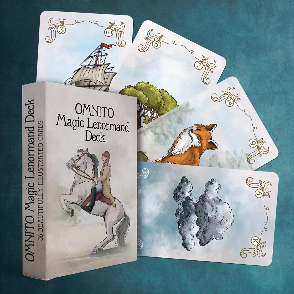 OMNITO Oracle Magic Deck Lenormand Cards - Set of 36 Mystical Vintage Cards with Guidebook