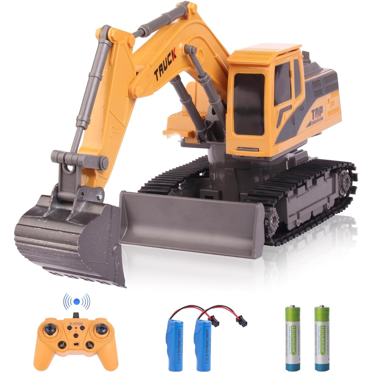 Remote Control Excavator, Toys for Boys 11 Channel 2 in 1 RC Excavator Toy with Bulldozer Christmas Birthday Gifts for Boys Construction Excavator Toy Metal Shovel with Lights/Sounds