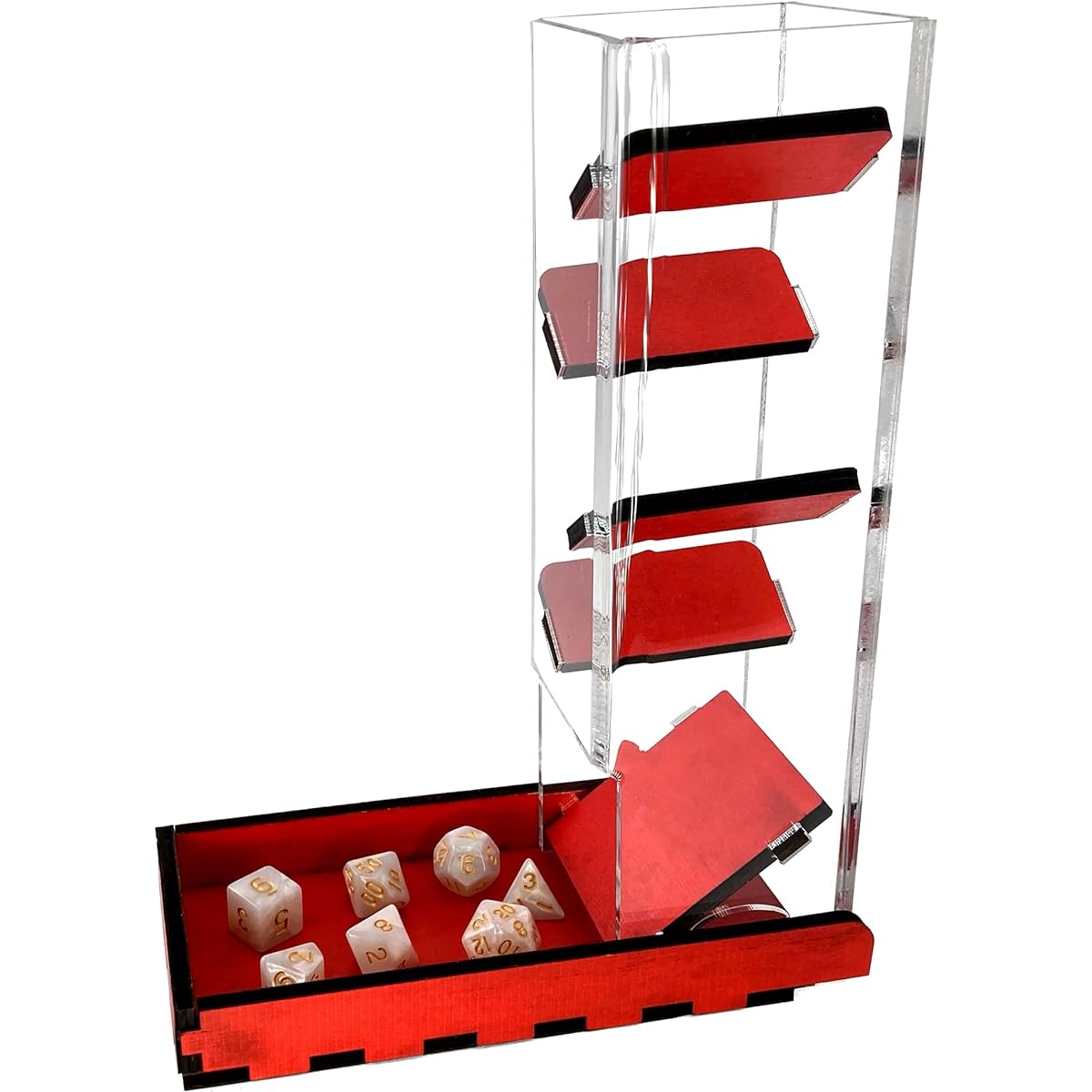 C4Labs Tall 10 Inch Dice Tower & Basic Tray – Chroma Series – Red