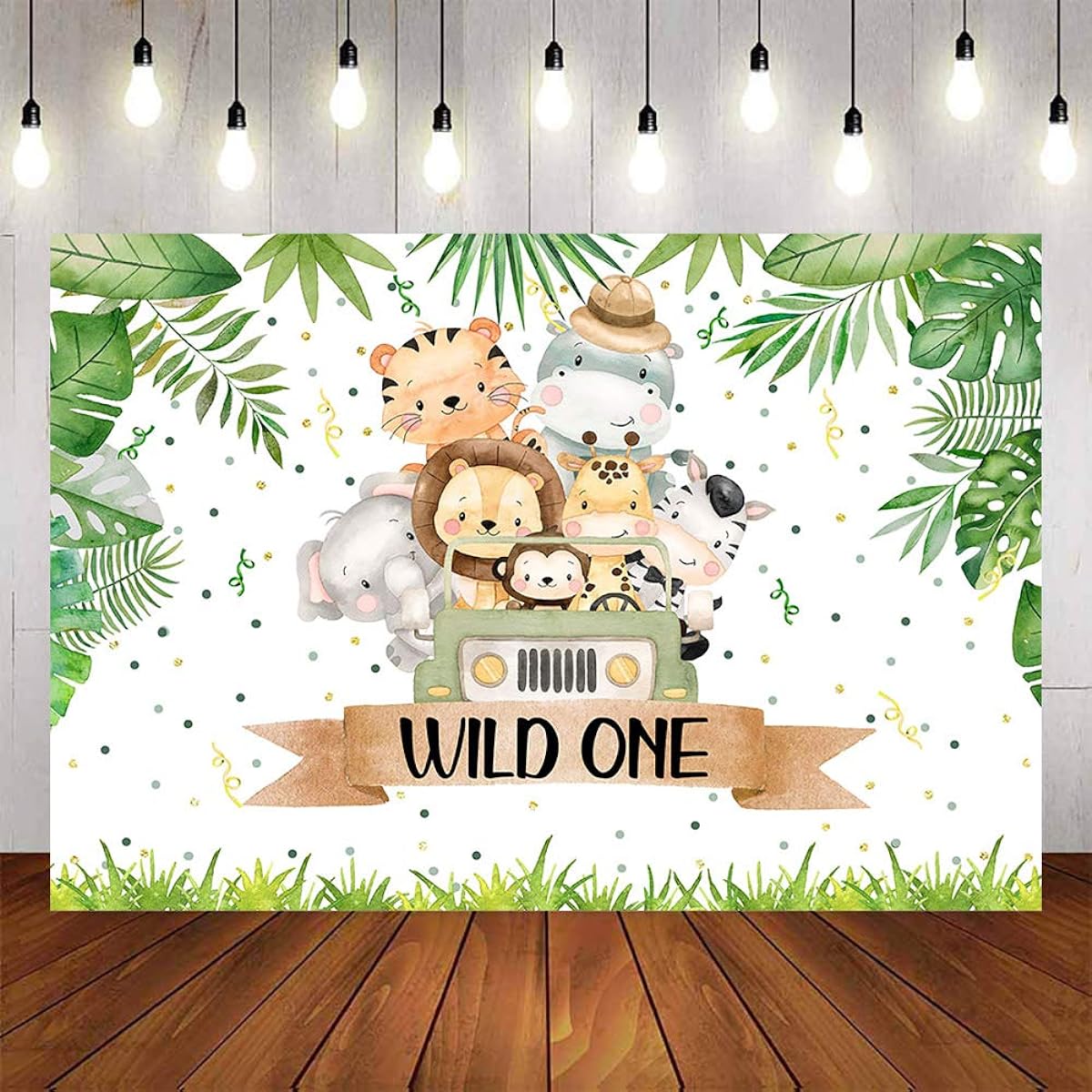 Avezano Wild One Backdrop 5x3ft 1st Birthday Safari Party Decoration Drive First Birthday Photo Booth Backdrop Jungle Animal Theme Dessert Table Banner (5x3ft)