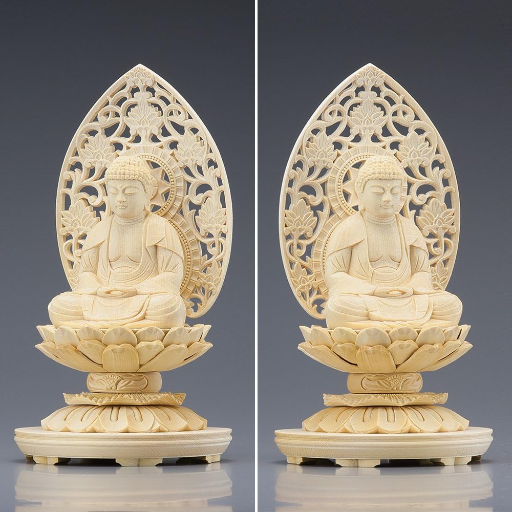 Buddhist altar shop Takita Shoten Buddhist statue Supervised by the great Buddhist master "Hokarikodo" Shaka Nyorai (Soto sect/Rinzai sect) White wooden 2.5 inch round pedestal (height 22 cm x width 12 cm) ◆Principal Buddha statue for Buddhist altar, woo