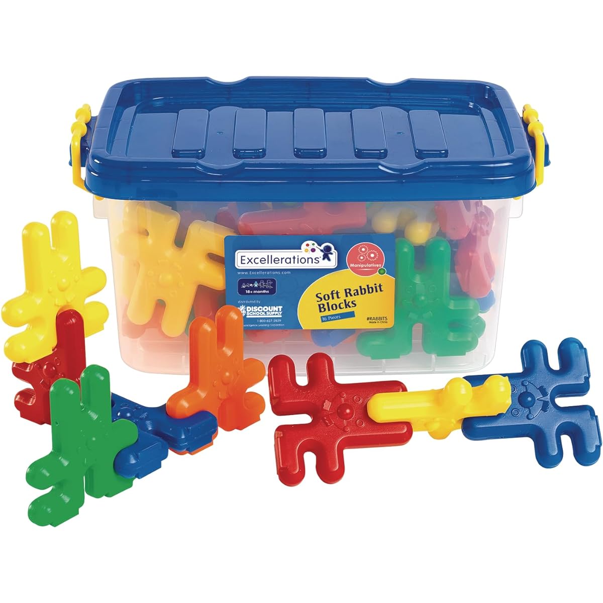 Excellerations Construction Toy STEM Building Toy Blocks 3" L x 1/2" W x 3" H Builder Connecting Toys for Ages 3+ Preschool Manipulation (Rabbit)