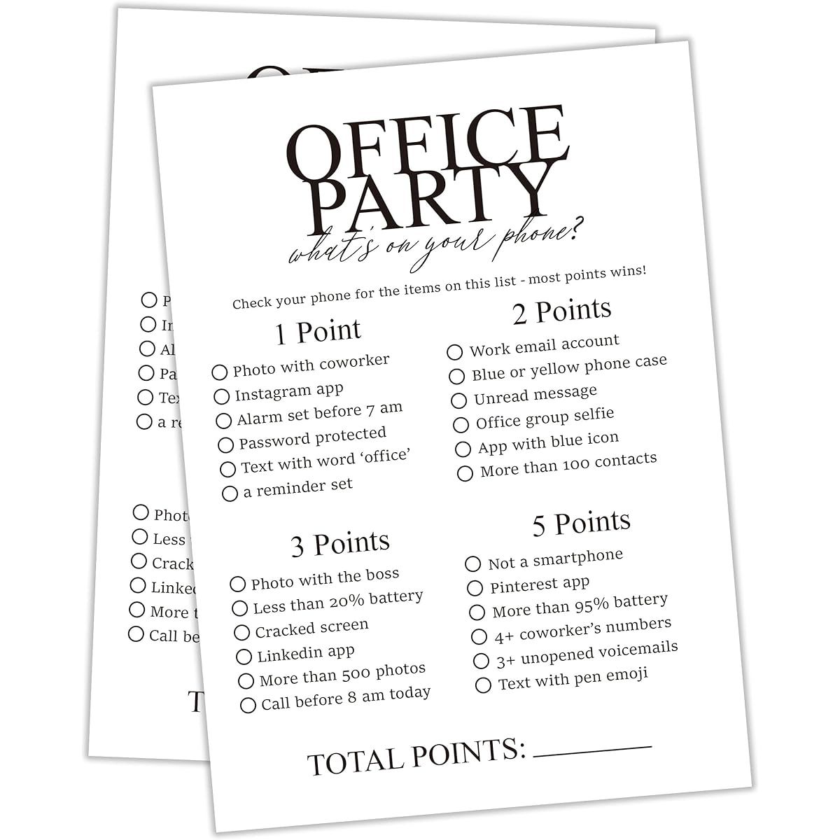 Tuyashua Office Party What's On Your Phone Game, Work Party Games, Team Building Group Office Games, Work Happy Hour Ideas, Great for Coworker Games and Adult Trivia Games, Set of 30 Game Cards - OP07