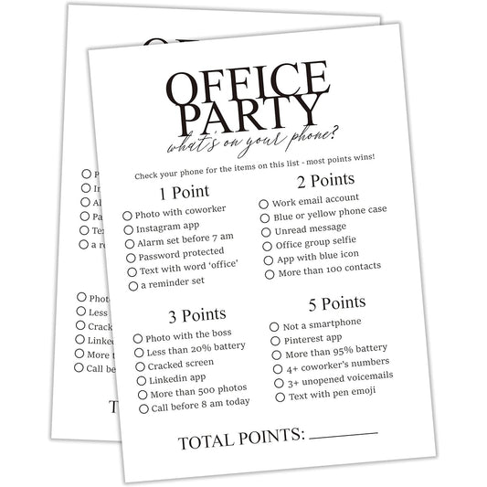 Tuyashua Office Party What's On Your Phone Game, Work Party Games, Team Building Group Office Games, Work Happy Hour Ideas, Great for Coworker Games and Adult Trivia Games, Set of 30 Game Cards - OP07