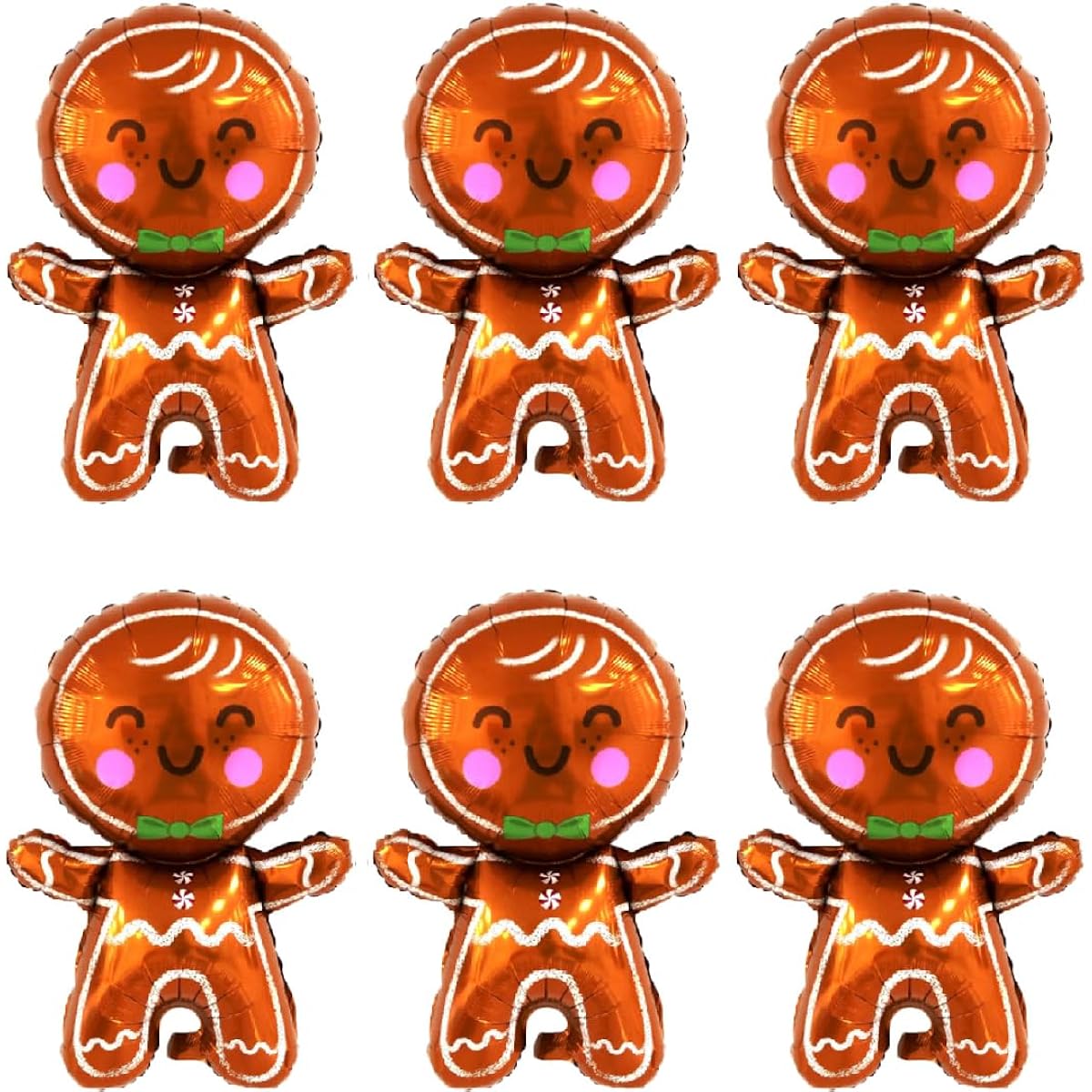 32.5" Gingerbread Man Christmas Foil Balloons - Large Gingerbread Man Christmas Decorations Kids Balloons New Year Party Supplier 6pcs