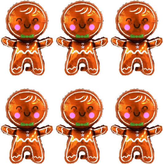 32.5" Gingerbread Man Christmas Foil Balloons - Large Gingerbread Man Christmas Decorations Kids Balloons New Year Party Supplier 6pcs