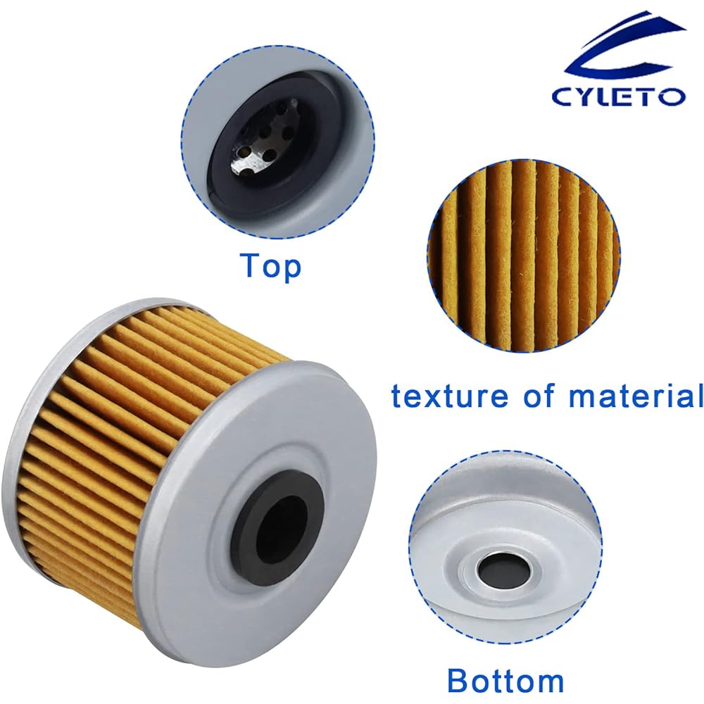 Cyleto Oil Filter for Honda TRX420TE TRX420 TM Foretrax 420 Rancher 420 ES 2007 2008 2009 2010 2011 2012 2013 2014 2015 2016 (Pack of 4)
