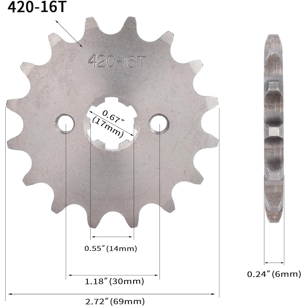 420 16T 17mm Front Engine Sprocket 50cc 70cc 110cc 125cc 140cc 160cc ATV Dirt Bike Quad TaoTao Roketa Sunl