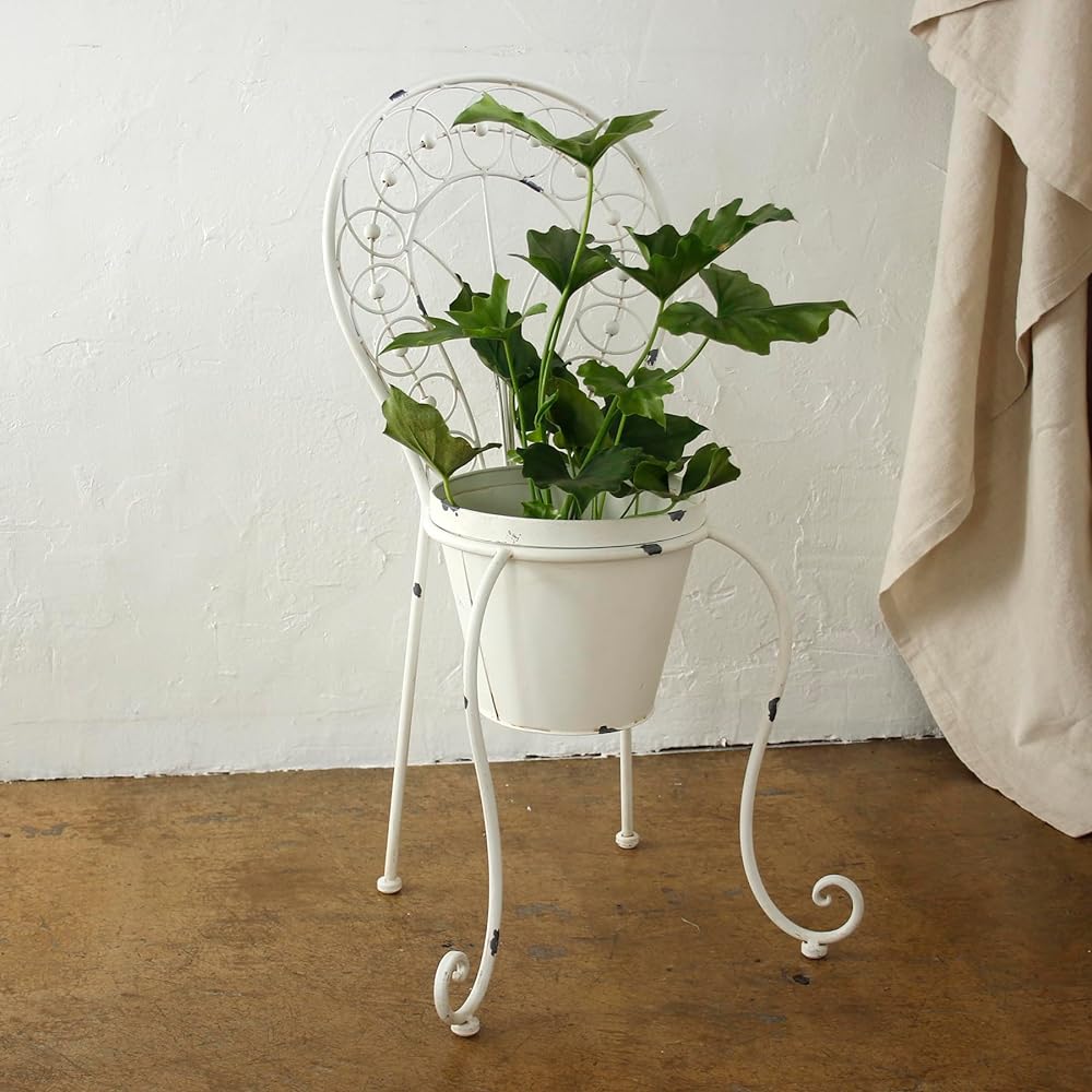 SPICE OF LIFE Pot Cover Chateau Iron Chair Pot Stand White Width 39cm Depth 32cm Height 72cm ACDT5040