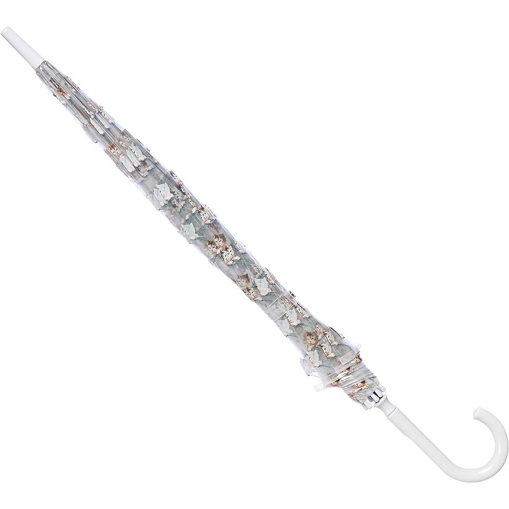 [Fulton] Umbrella, Women's Umbrella, Floral Pattern, Cat, Transparent Print, Cute Cat, Women's, White, Japan, Rib Length: 65cm, Total Length: Approx. 93cm, Diameter: Approx. 82cm, Weight: Approx. 490g (-)