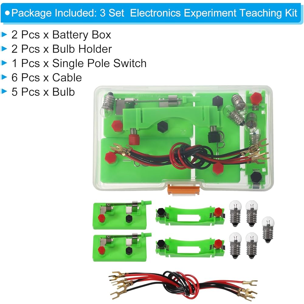 PATIKIL Physics Experiment Set 3 Pieces Physics Laboratory Electrical Kit Circuit Electrical Science Kit Series Parallel Circuit for Teaching Learning Teaching