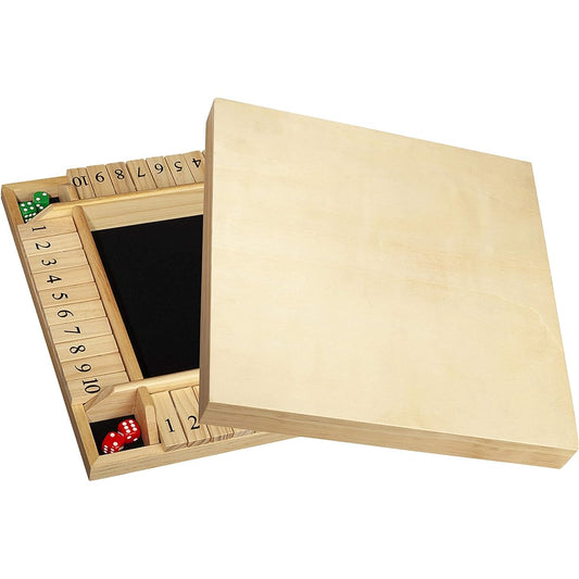 4 Player Shut The Box(TM) Dice Game with Lid - 14" Natural Wood - Play 1-4 People Simultaneously for Classroom, Home, Pub - Large by WE Games (USPTO & TmOff)